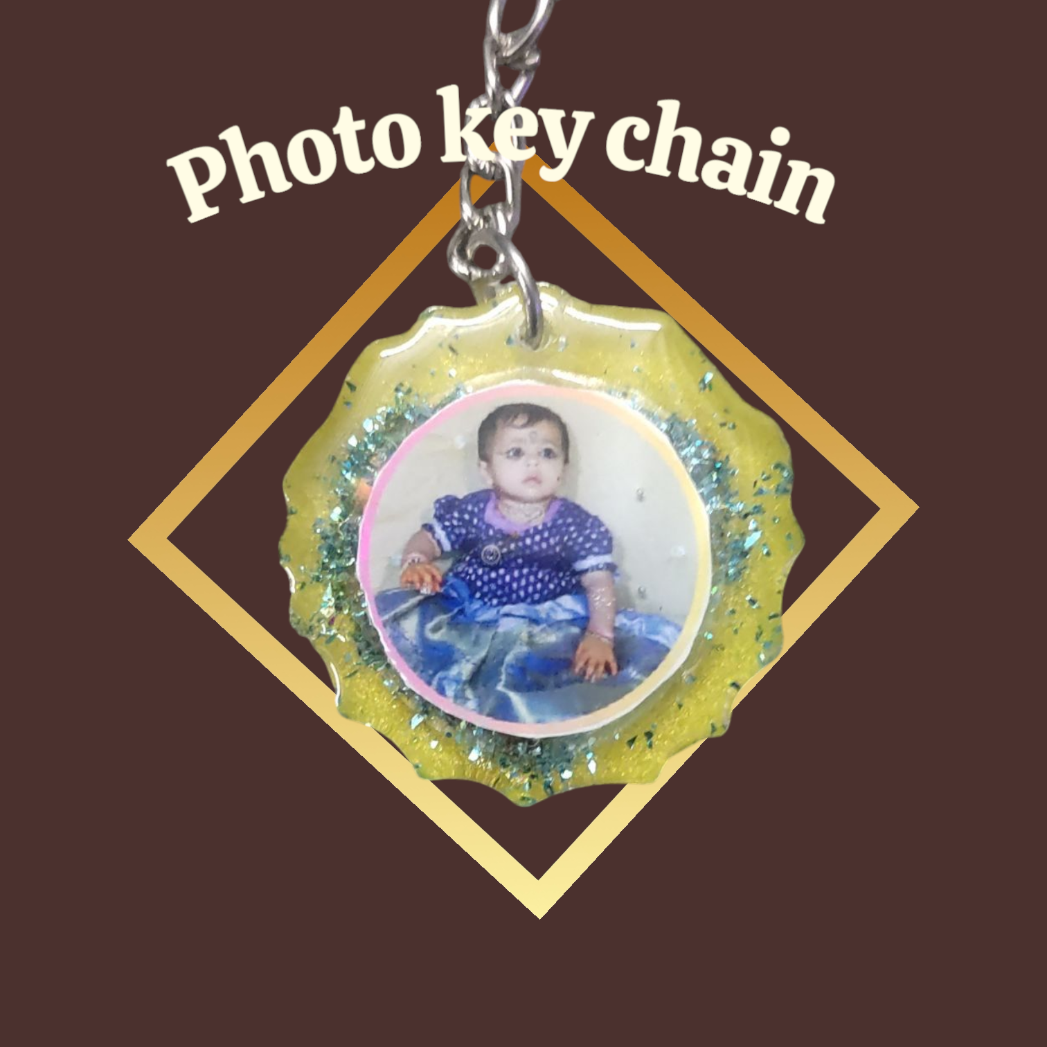 Resin art photo key chain